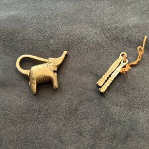 Antique Elephant Brass Padlock With Keys  Collectible Decor